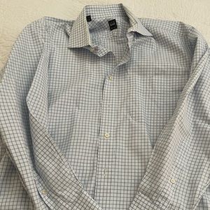 Ike Behar dress shirt Size 16.5 Regular Pale Blue Plaid